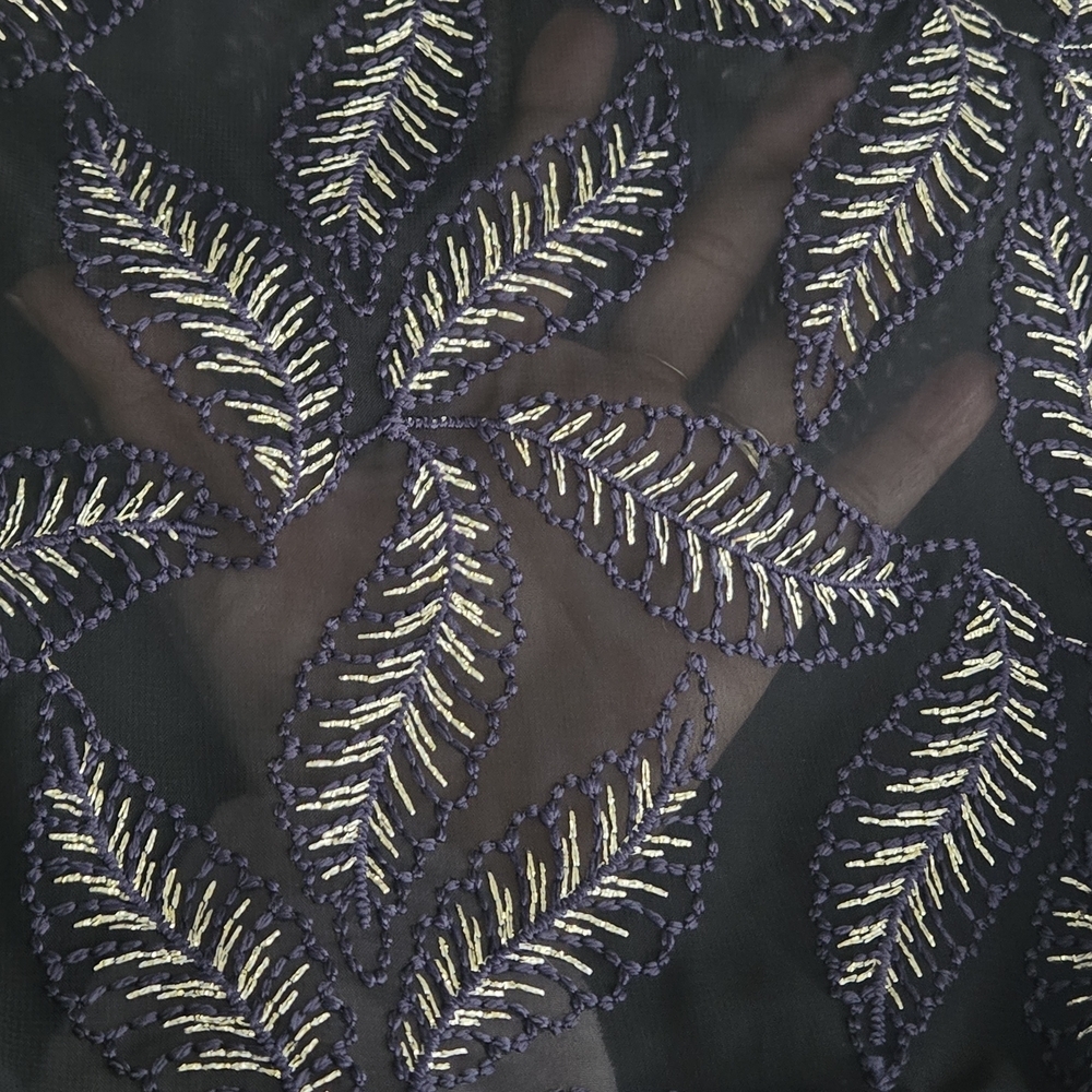 Zara Black Sheer Bomber Jacket with Leaf Design - Picture 5 of 9